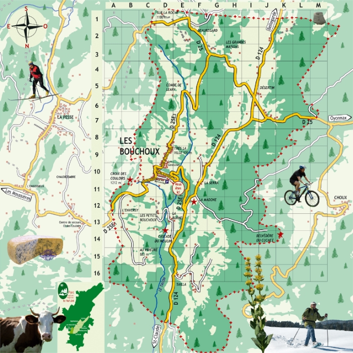 plan de la commune des bouchoux